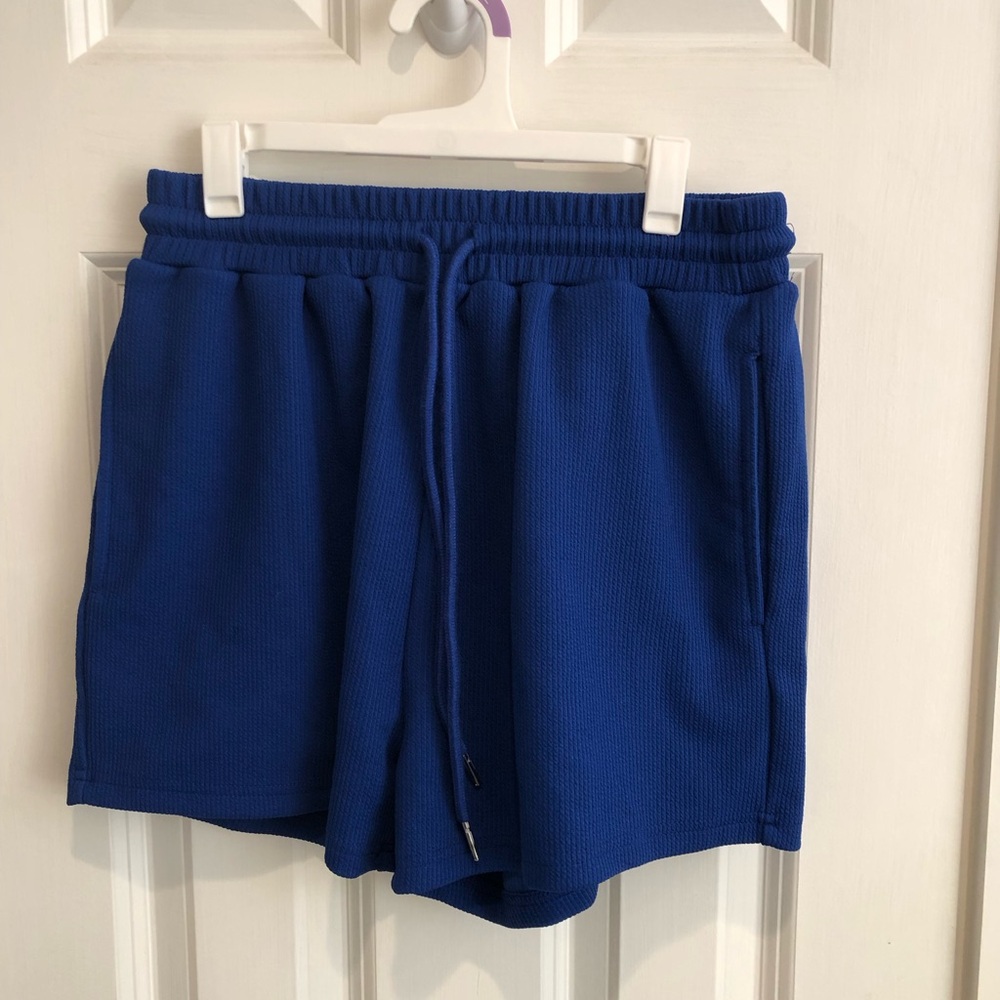 SHEIN Cobalt Blue Knit Drawstring Athletic Shorts